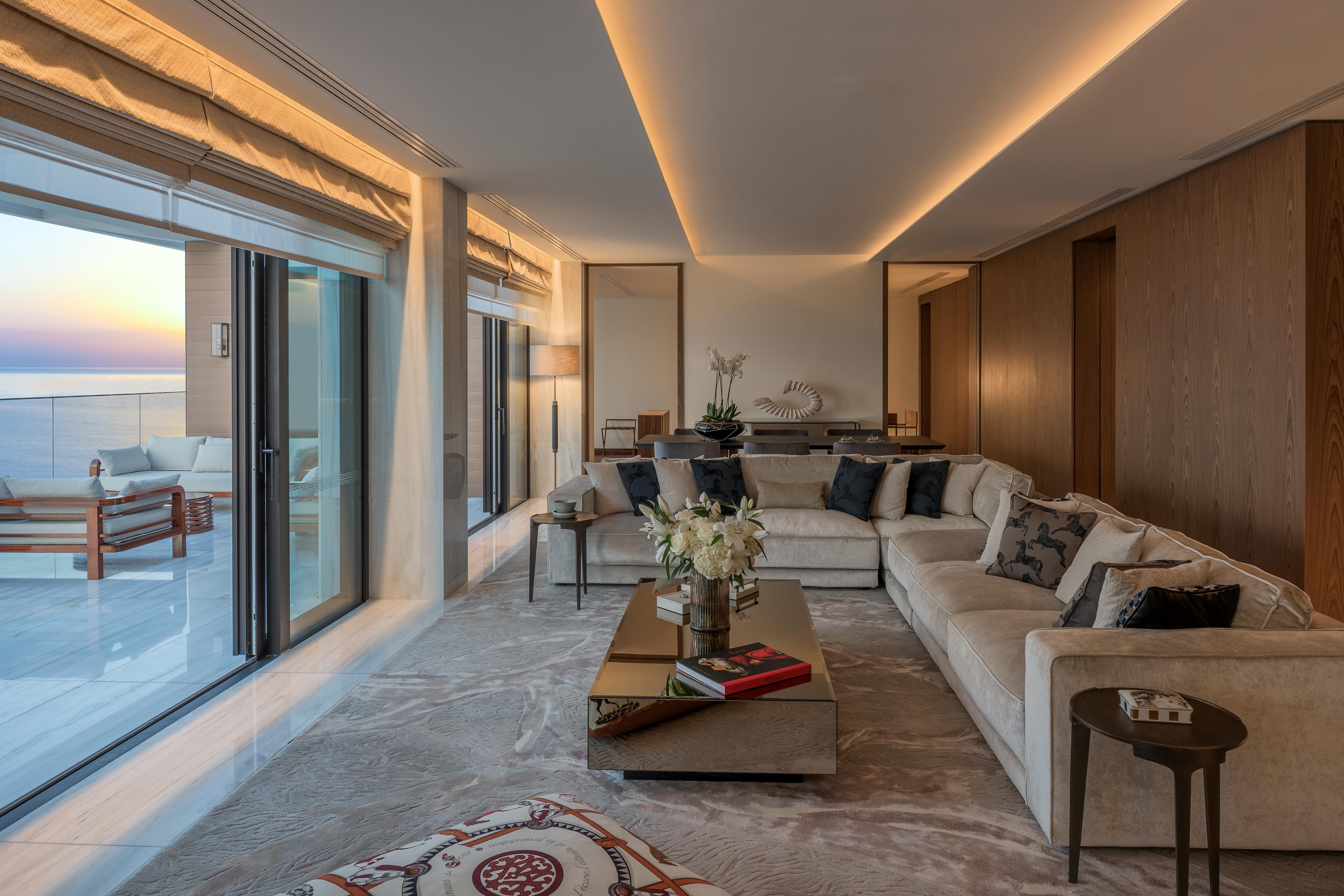 Amara - Sea Your Only View™ Limassol Eksteriør billede The living room of a three-bedroom apartment at the Ritz-Carlton, DIFC